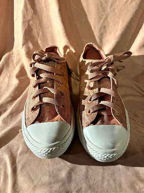 Converse Chuck Taylor All Star Low Top Sparkle Sneakers Brown & Blue US 3